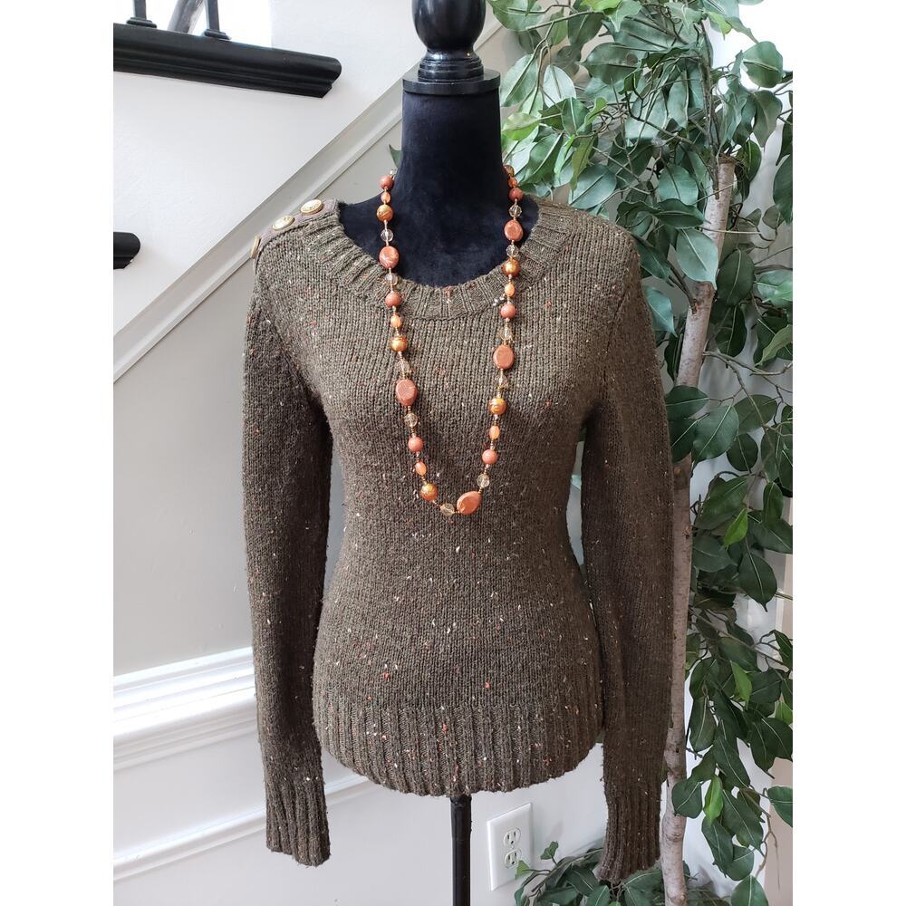 Charlie & Robin Sweater Womens Small Green Wool Long Sleeve Crew Neck Pullover - Picture 4 of 12